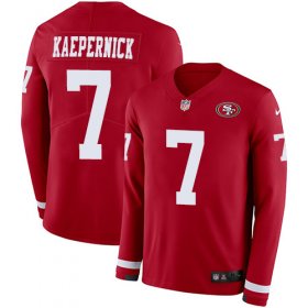 Wholesale Cheap Nike 49ers #7 Colin Kaepernick Red Team Color Youth Stitched NFL Limited Therma Long Sleeve Jersey