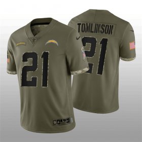Wholesale Cheap Men\'s Los Angeles Chargers #21 LaDainian Tomlinson 2022 Olive Salute To Service Limited Stitched Jersey