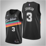 Wholesale Cheap Men's San Antonio Spurs #3 Keldon Johnson Black 2021 Nike City Edition Swingman Stitched NBA Jersey With The NEW Sponsor Logo