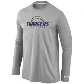 Wholesale Cheap Nike Los Angeles Chargers Authentic Logo Long Sleeve T-Shirt Grey