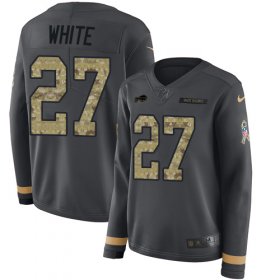 Wholesale Cheap Nike Bills #27 Tre\'Davious White Anthracite Salute to Service Women\'s Stitched NFL Limited Therma Long Sleeve Jersey