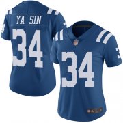 Wholesale Cheap Nike Colts #34 Rock Ya-Sin Royal Blue Women's Stitched NFL Limited Rush Jersey