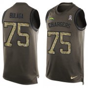 Wholesale Cheap Nike Chargers #75 Bryan Bulaga Green Men's Stitched NFL Limited Salute To Service Tank Top Jersey
