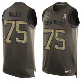 Wholesale Cheap Nike Chargers #75 Bryan Bulaga Green Men\'s Stitched NFL Limited Salute To Service Tank Top Jersey