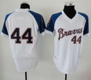Wholesale Cheap Mitchell And Ness 1974 Braves #44 Hank Aaron White Throwback Stitched MLB Jersey