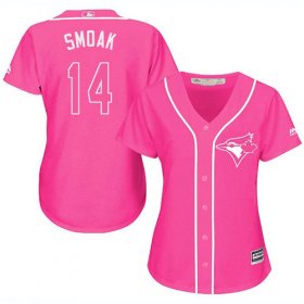 Wholesale Cheap Blue Jays #14 Justin Smoak Pink Fashion Women\'s Stitched MLB Jersey