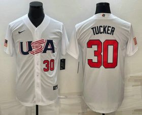 Cheap Men\'s USA Baseball #30 Kyle Tucker Number 2023 White World Baseball Classic Stitched Jerseys