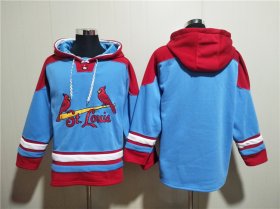 Wholesale Cheap Men\'s St.Louis Cardinals Blank Blue Ageless Must-Have Lace-Up Pullover Hoodie