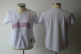 Wholesale Cheap Mariners Blank White With Pink No. Women\'s Fashion Stitched MLB Jersey