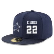 Wholesale Cheap Dallas Cowboys #22 Emmitt Smith Snapback Cap NFL Player Navy Blue with White Number Stitched Hat