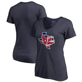Wholesale Cheap Women\'s Houston Texans NFL Pro Line by Fanatics Branded Navy Banner State V-Neck T-Shirt