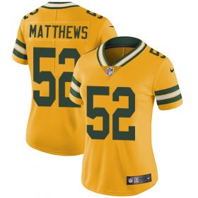 Wholesale Cheap Nike Packers #52 Clay Matthews Yellow Women\'s Stitched NFL Limited Rush Jersey