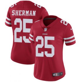 Wholesale Cheap Nike 49ers #25 Richard Sherman Red Team Color Women\'s Stitched NFL Vapor Untouchable Limited Jersey