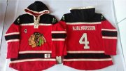 Wholesale Cheap Blackhawks #4 Niklas Hjalmarsson Red Sawyer Hooded Sweatshirt Stitched NHL Jersey
