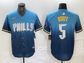 Cheap Men\'s Philadelphia Phillies #5 Bryson Stott Blue 2024 City Cool Base Stitched Jersey