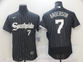 Wholesale Cheap Men\'s Chicago White Sox #7 Tim Anderson Black 2021 City Connect Stitched MLB Flex Base Nike Jersey