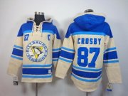 Wholesale Cheap Penguins #87 Sidney Crosby Cream Sawyer Hooded Sweatshirt Stitched NHL Jersey
