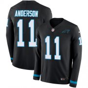 Wholesale Cheap Nike Panthers #11 Robby Anderson Black Team Color Men's Stitched NFL Limited Therma Long Sleeve Jersey
