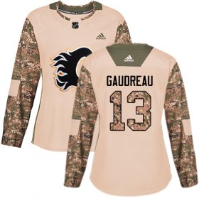 Wholesale Cheap Adidas Flames #13 Johnny Gaudreau Camo Authentic 2017 Veterans Day Women\'s Stitched NHL Jersey