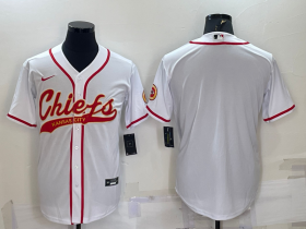 Wholesale Cheap Men\'s Kansas City Chiefs Blank White With Patch Cool Base Stitched Baseball Jersey