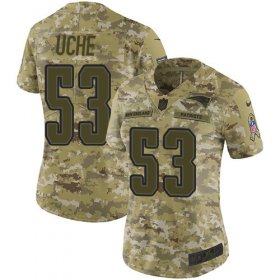 Wholesale Cheap Nike Patriots #53 Josh Uche Camo Women\'s Stitched NFL Limited 2018 Salute To Service Jersey