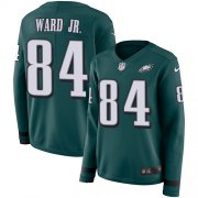 Wholesale Cheap Nike Eagles #84 Greg Ward Jr. Green Team Color Women's Stitched NFL Limited Therma Long Sleeve Jersey