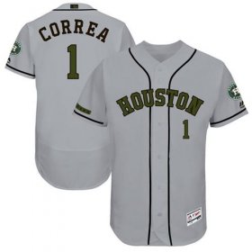 Wholesale Cheap Astros #1 Carlos Correa Grey Flexbase Authentic Collection Memorial Day Stitched MLB Jersey