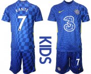 Wholesale Cheap Youth 2021-2022 Club Chelsea FC home blue 7 Nike Soccer Jerseys