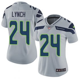 Wholesale Cheap Nike Seahawks #24 Marshawn Lynch Grey Alternate Women\'s Stitched NFL Vapor Untouchable Limited Jersey