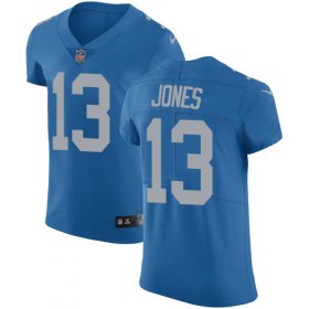 Wholesale Cheap Nike Lions #13 T.J. Jones Blue Throwback Men\'s Stitched NFL Vapor Untouchable Elite Jersey