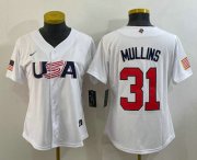 Cheap Women's USA Baseball #31 Cedric Mullins 2023 White World Classic Stitched Jersey