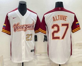 Cheap Men\'s Venezuela Baseball #27 Jose Altuve Number 2023 White World Baseball Classic Stitched Jersey