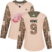 Wholesale Cheap Adidas Red Wings #9 Gordie Howe Camo Authentic 2017 Veterans Day Women's Stitched NHL Jersey