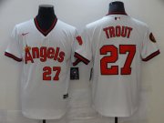Wholesale Cheap Men's Los Angeles Angels Of Anaheim #27 Mike Trout White Throwback Cooperstown Collection Stitched MLB Nike Jersey