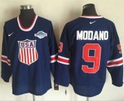Wholesale Cheap Team USA #9 Mike Modano Navy Blue 2014 Olympic Nike Throwback Stitched NHL Jersey