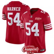 Cheap Men's San Francisco 49ers #54 Fred Warner Red 2023 F.U.S.E. NFC West Champions Patch Football Stitched Jersey