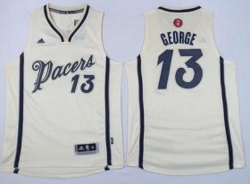 Wholesale Cheap Men\'s Indiana Pacers #13 Paul George Revolution 30 Swingman 2015 Christmas Day Cream Jersey