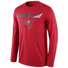 Wholesale Cheap Men\'s Tampa Bay Buccaneers Nike Red Legend Staff Practice Long Sleeves Performance T-Shirt