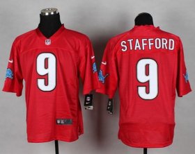 Wholesale Cheap Nike Lions #9 Matthew Stafford Red Men\'s Stitched NFL Elite QB Practice Jersey