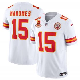 Cheap Men\'s Kansas City Chiefs #15 Patrick Mahomes White 2024 F.U.S.E. With NKH Patch And 4-star C Patch Vapor Untouchable Limited Football Stitched Jersey