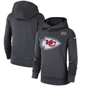 Wholesale Cheap NFL Women\'s Kansas City Chiefs Nike Anthracite Crucial Catch Performance Pullover Hoodie