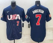 Cheap Men's USA Baseball #7 Tim Anderson Number 2023 Navy World Baseball Classic Stitched Jerseys