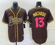 Wholesale Cheap Men's San Diego Padres #13 Manny Machado Brown NEW 2023 City Connect Cool Base Stitched Jersey
