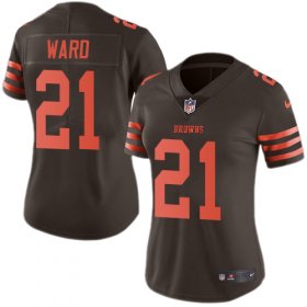 Wholesale Cheap Nike Browns #21 Denzel Ward Brown Women\'s Stitched NFL Limited Rush Jersey