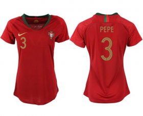 Wholesale Cheap Women\'s Portugal #3 Pepe Home Soccer Country Jersey