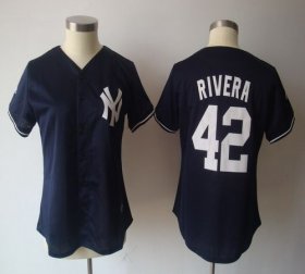 Wholesale Cheap Yankees #42 Mariano Rivera Navy Blue Women\'s Fashion Stitched MLB Jersey