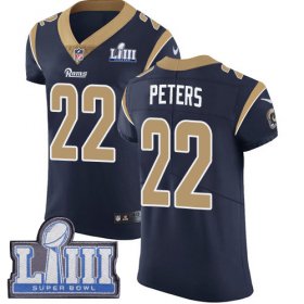 Wholesale Cheap Nike Rams #22 Marcus Peters Navy Blue Team Color Super Bowl LIII Bound Men\'s Stitched NFL Vapor Untouchable Elite Jersey