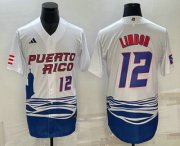 Cheap Mens Puerto Rico Baseball #23 Francisco Lindor Number White 2023 World Baseball Classic Stitched Jersey