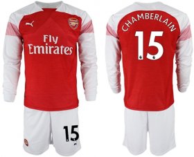 Wholesale Cheap Arsenal #15 Chamberlain Red Home Long Sleeves Soccer Club Jersey