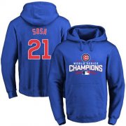 Wholesale Cheap Cubs #21 Sammy Sosa Blue 2016 World Series Champions Pullover MLB Hoodie